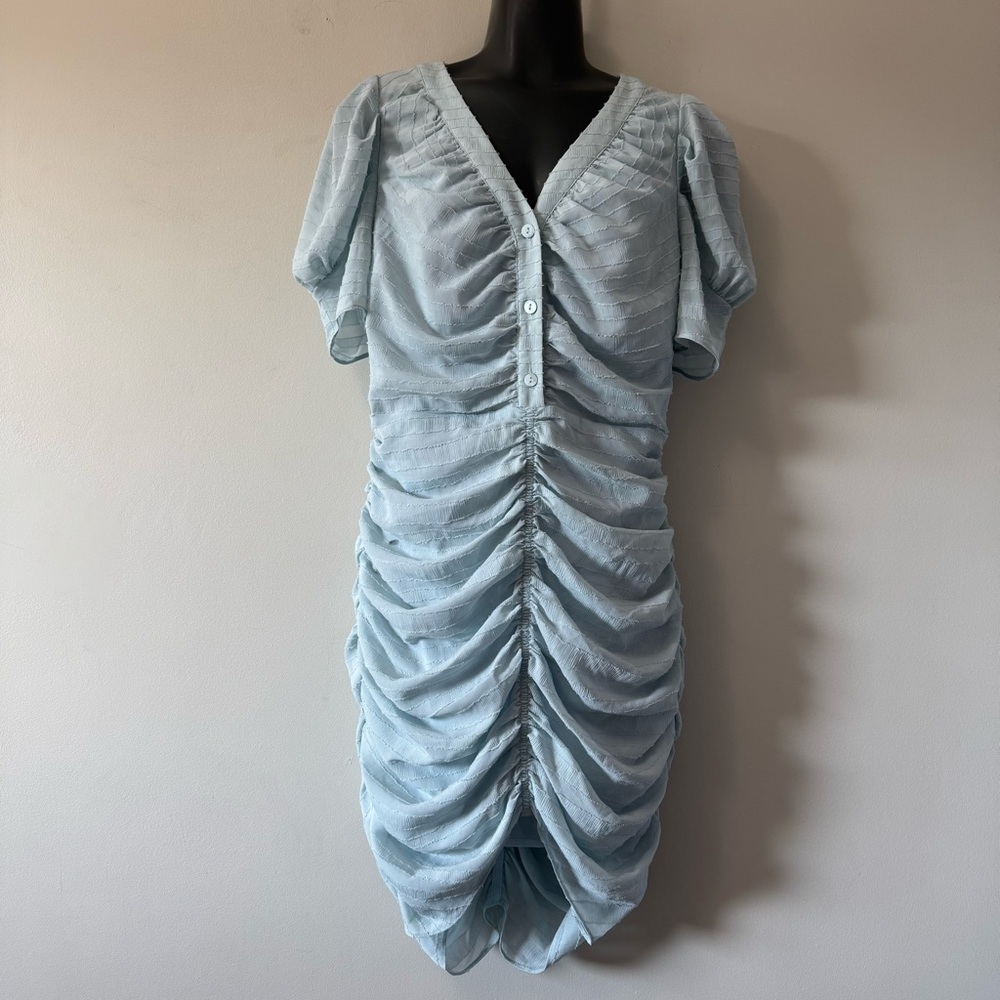 Urban Revivo Elegant Light Blue Ruched Mini Dress size 8